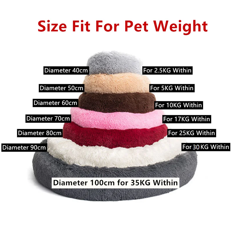 40-100cm Large Round Coral Fleece Soft Long Plush Pet Mats Dog Bed House Animals Cat Mat Sofa Chihuahua Labrador Supplies | Дом и сад