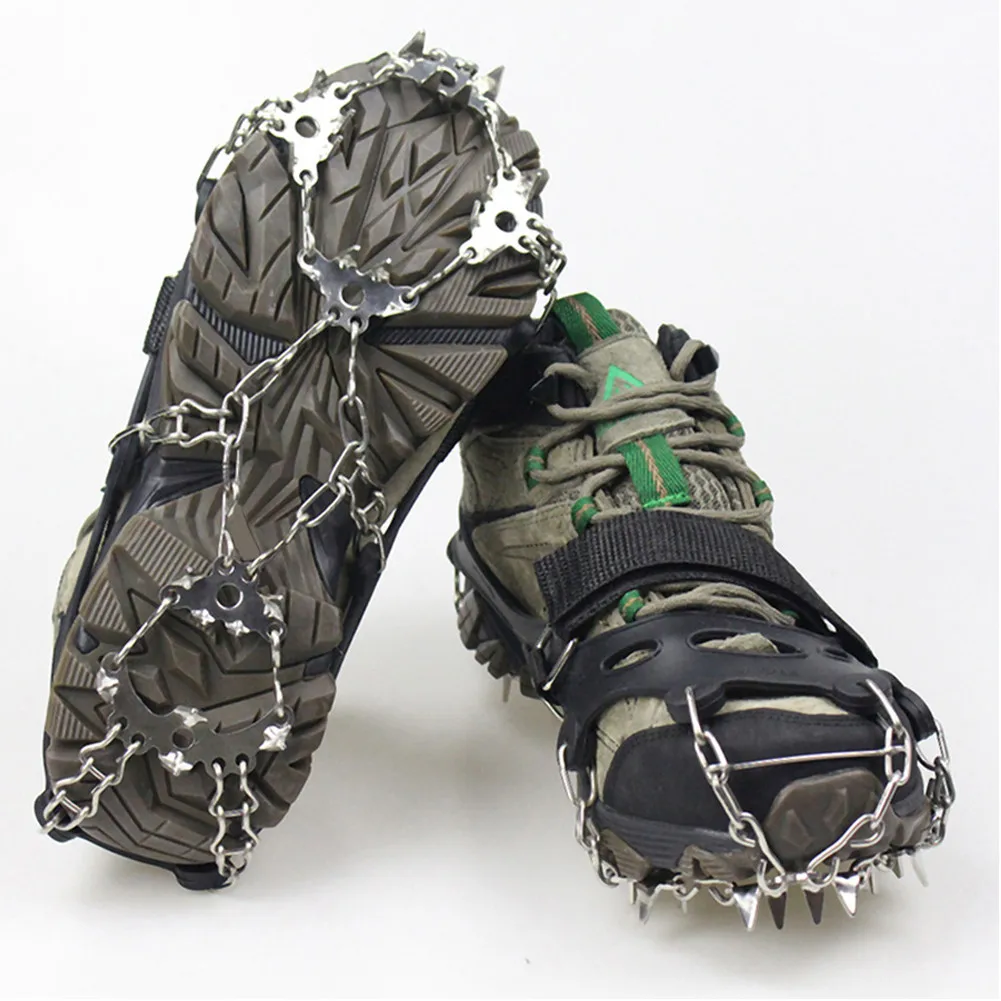 

Альпинистские скобы с 24 зубцами, обувь для зимней ходьбы, подледной рыбалки, Нескользящие Чехлы для обуви, аксессуары для кемпинга и пешего ...