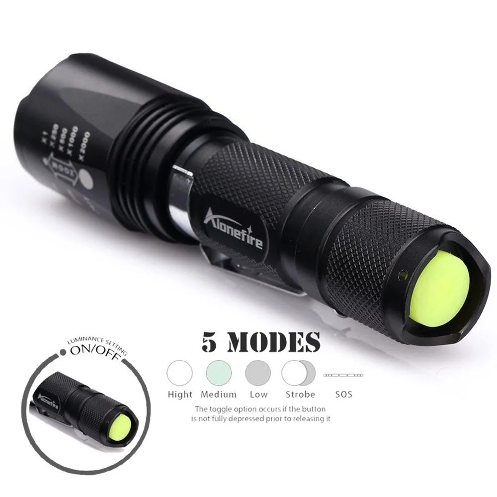 AloneFire GLADIATOR серия BK108 CREE XM-L T6 светодиодный 5 Режим Портативный масштабируемый светодиодный фонарик для аккумулятора 18650