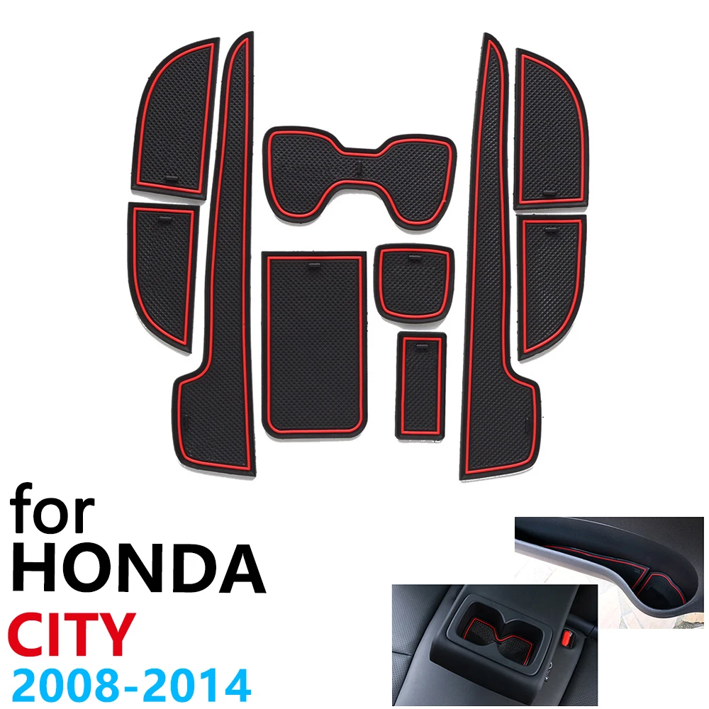 Противоскользящие резиновые чашки подушки Салонные подложки для Honda City GM2 GM3 MK5 2008~ 2009 2010 2012 2013 Аксессуары чехлы сидений автомобиля коврик для телефона