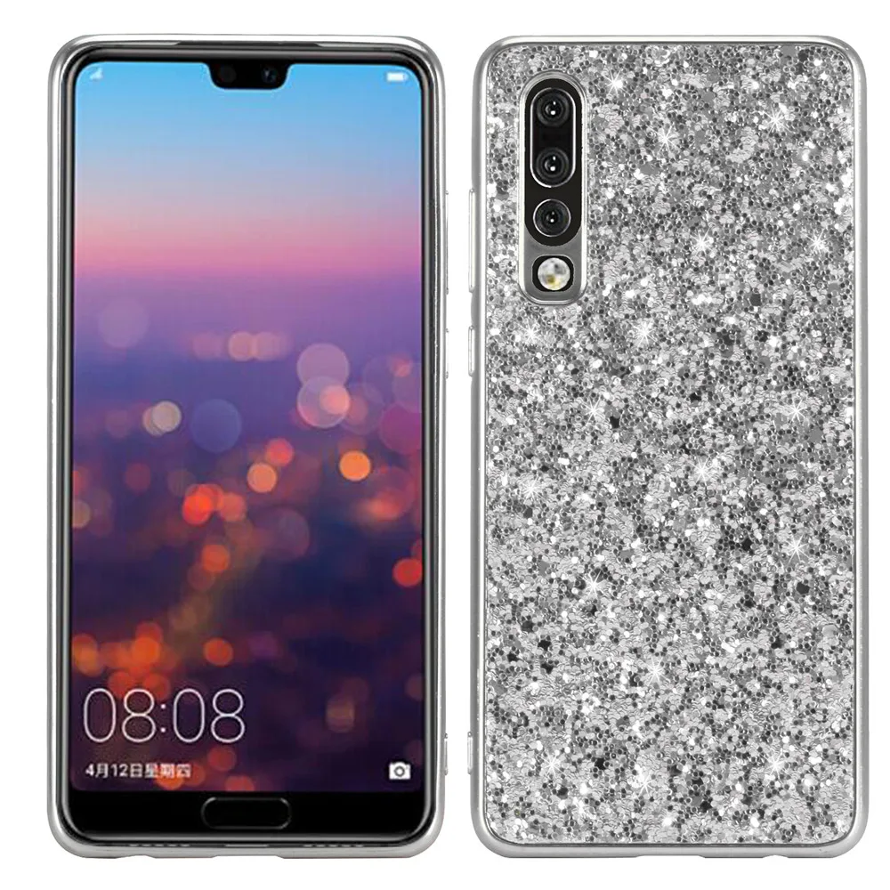 Lovebay чистый цветной Блестящий Шикарный чехол для телефона для huawei P20 Pro Lite P30 Pro mate 20X Honor 20 Lite Nova 4 TPU задняя крышка - Цвет: Серебристый