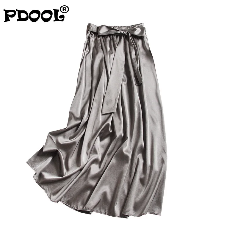 

Новинка 2021 Тяжелая шелковая атласная юбка женская шелковая элегантная юбка средней длины с высокой талией