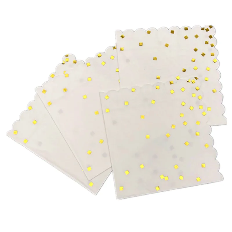 

80pcs Foil Gold Beverage Disposable Napkins Love Happy Birthday Letter Paper Napkin For Baby Shower Supplies Wedding Party Decor