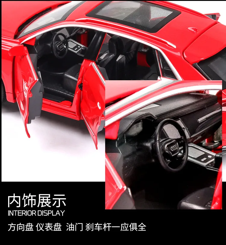 1:24 Высокая литая модель машины Модель Audi Q8 внедорожный автомобиль модель со звуком и светом оттяните назад детский игрушечный автомобиль