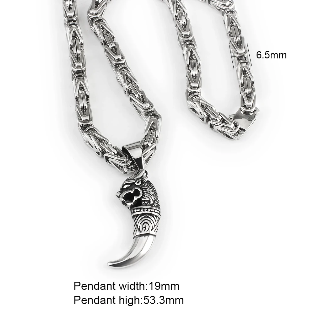

Men's Byzantine Chain Necklaces Punk Stainless Steel Jewelry Wolf Pendant Necklace For Men Emperor chain Gifts customizable