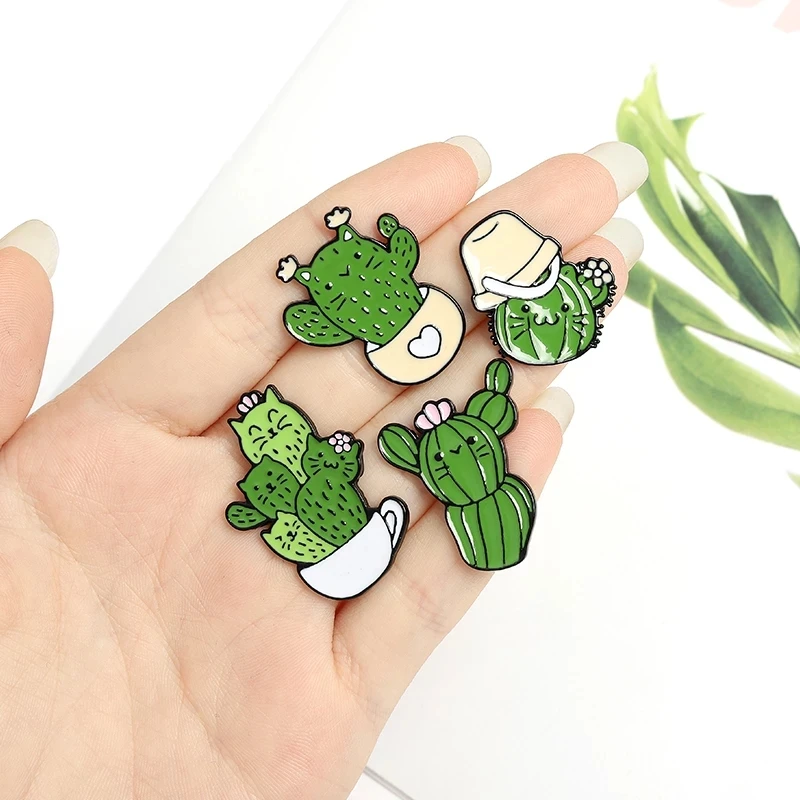 

Crazy Potted Plants Enamel Pins Green Cactus Brooches Women Men Badges Fashion Pin Gifts for Friends Dropshipping