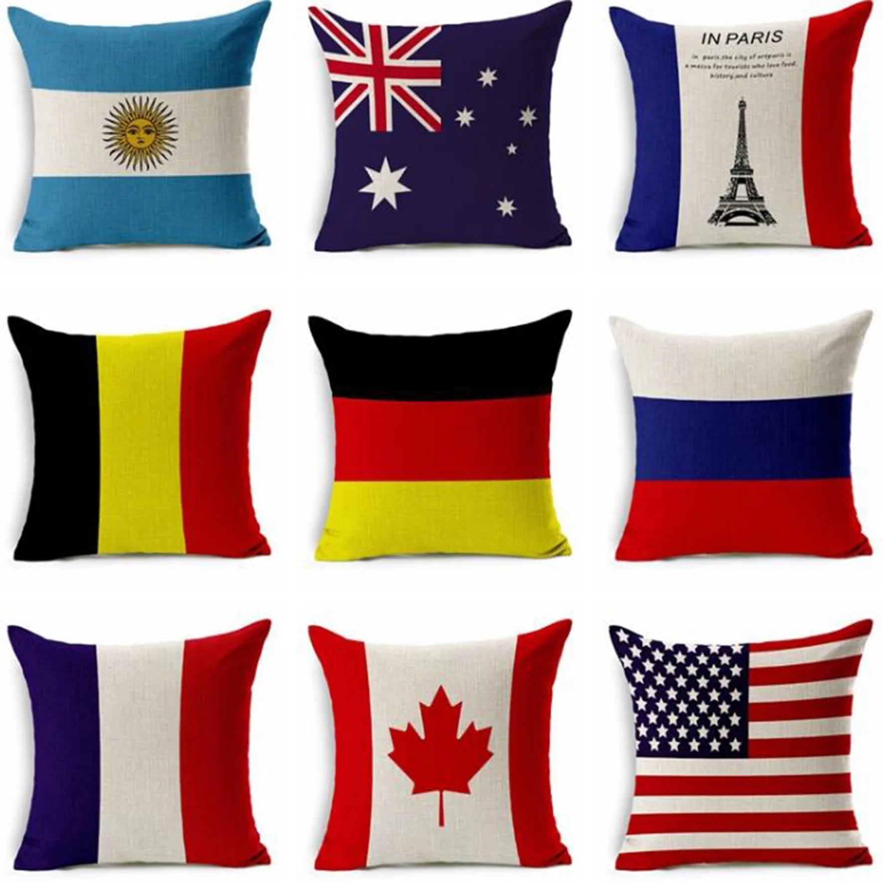 Всемирный флаг автомобилей льняная Подушка диванная для офиса подушка
