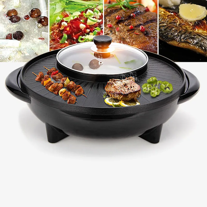 electric baking pan hot pot non stick temperature controlled aluminum alloy for kitchen camping frying pan гриль эл