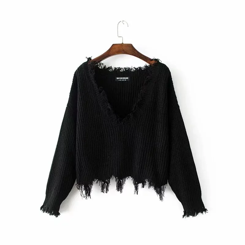 

Women Clothes 2019 Autumn and Winter Clothes Women Fringed V-neck Loose Pull Femme Pullover Women Sweater Women