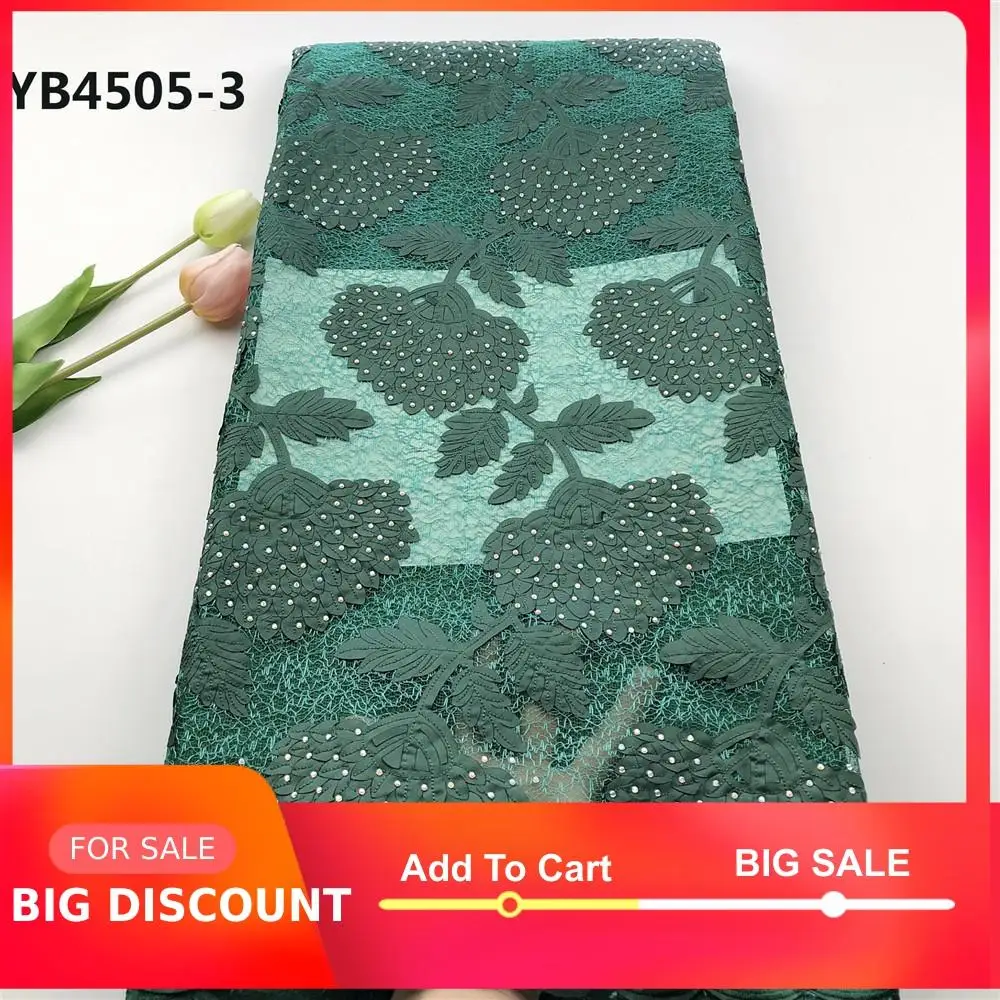Африканская Нигерия новый стиль темно-зеленая вышивка цветок органза ткань