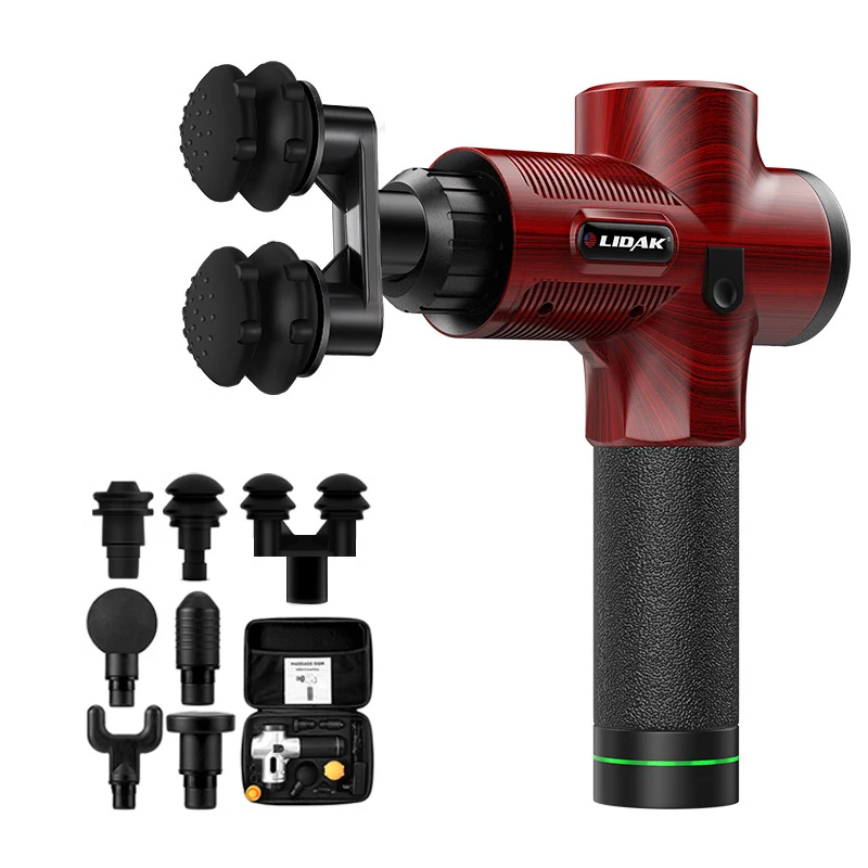 Пистолет для массажа мышц с двойной головкой мощный массажер фитнеса