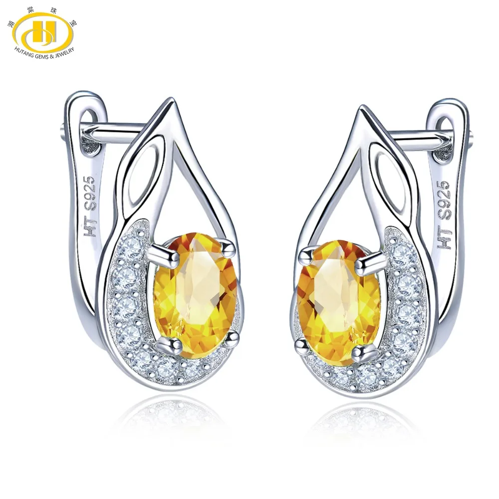Citrine Hutang цитриновые серьги, натуральный драгоценный камень, твердый 925 пробы, серебро, изящные модные ювелирные изделия из камня для женщин на день рождения, лучший подарок, Новинка - Цвет камня: Citrine