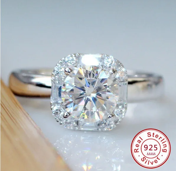 Новая мода Большой 5A CZ камень Циркон 925 серебро Цвет Свадебные обручальные кольца