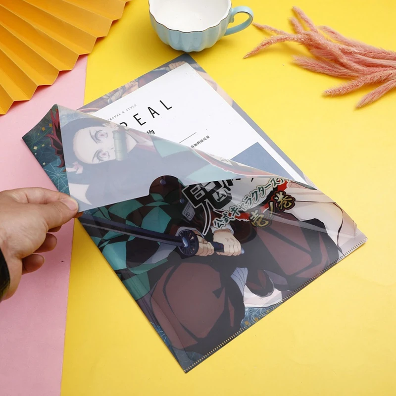 

Anime Demon Slayer:Kimetsu No Yaiba Tanjirou Nezuko A4 Storage File Folder PVC School Office Paper Document Holder L Shape