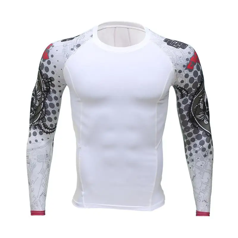Компрессионные рубашки с длинным рукавом для ММА Rashguard облегающая Спортивная
