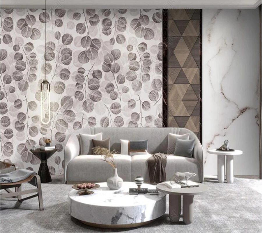 

Papel de parede Modern light luxury leaf-grain wood marble 3d wallpaper mural,living room tv wall bedroom wall papers home decor