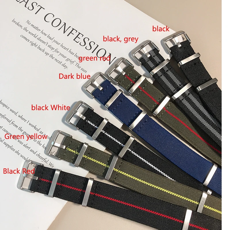 Blue/Red 20mm 22mm French Troops Parachute Bag Watchband Nato Zulu Elastic Nylon Belt Watch Strap Bracelet Military Watch Ban