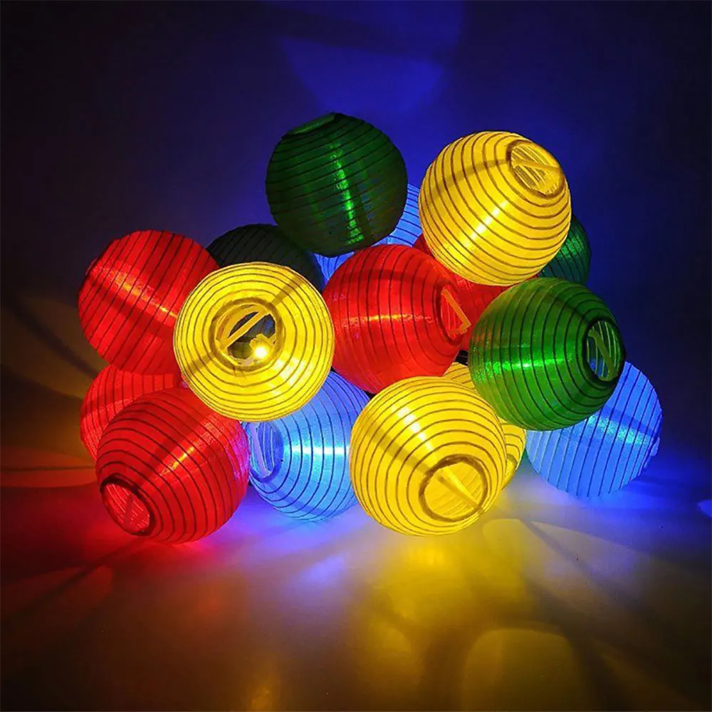

Long Round Outdoor Color LED Lantern String Lamps Battery Powered Decorative Fairy Lanterns For Garden Backyard Landscape
