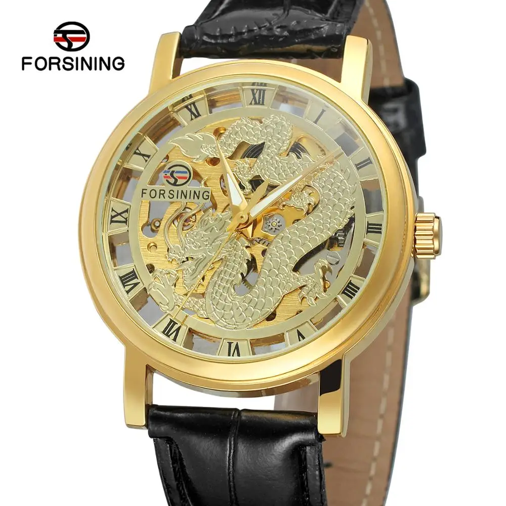 FORSINING новые брендовые механические часы с скелетом золотые прозрачные в стиле