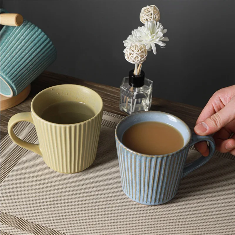 400 мл Ретро кружка с резьбой японская керамическая глазурованная кофейная чашка