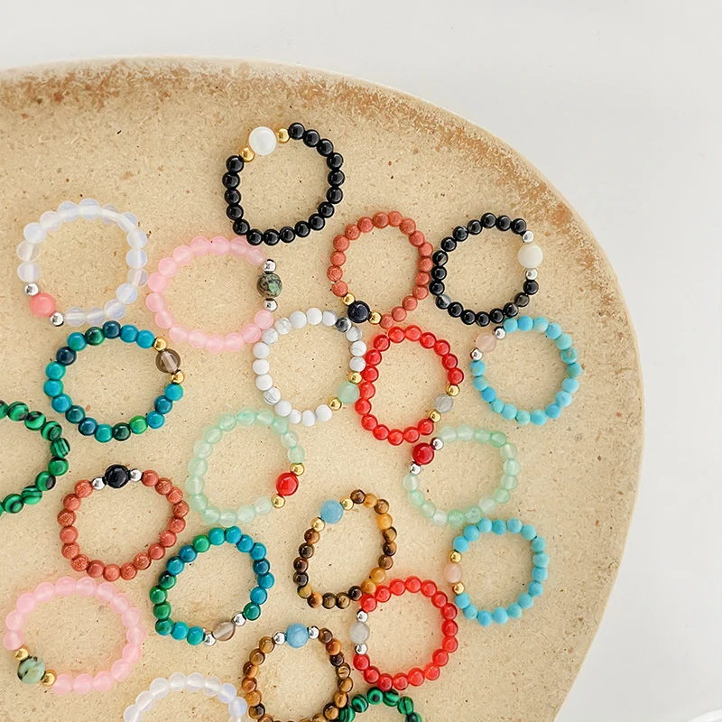 Женское кольцо из нержавеющей стали с натуральным камнем|Кольца| |