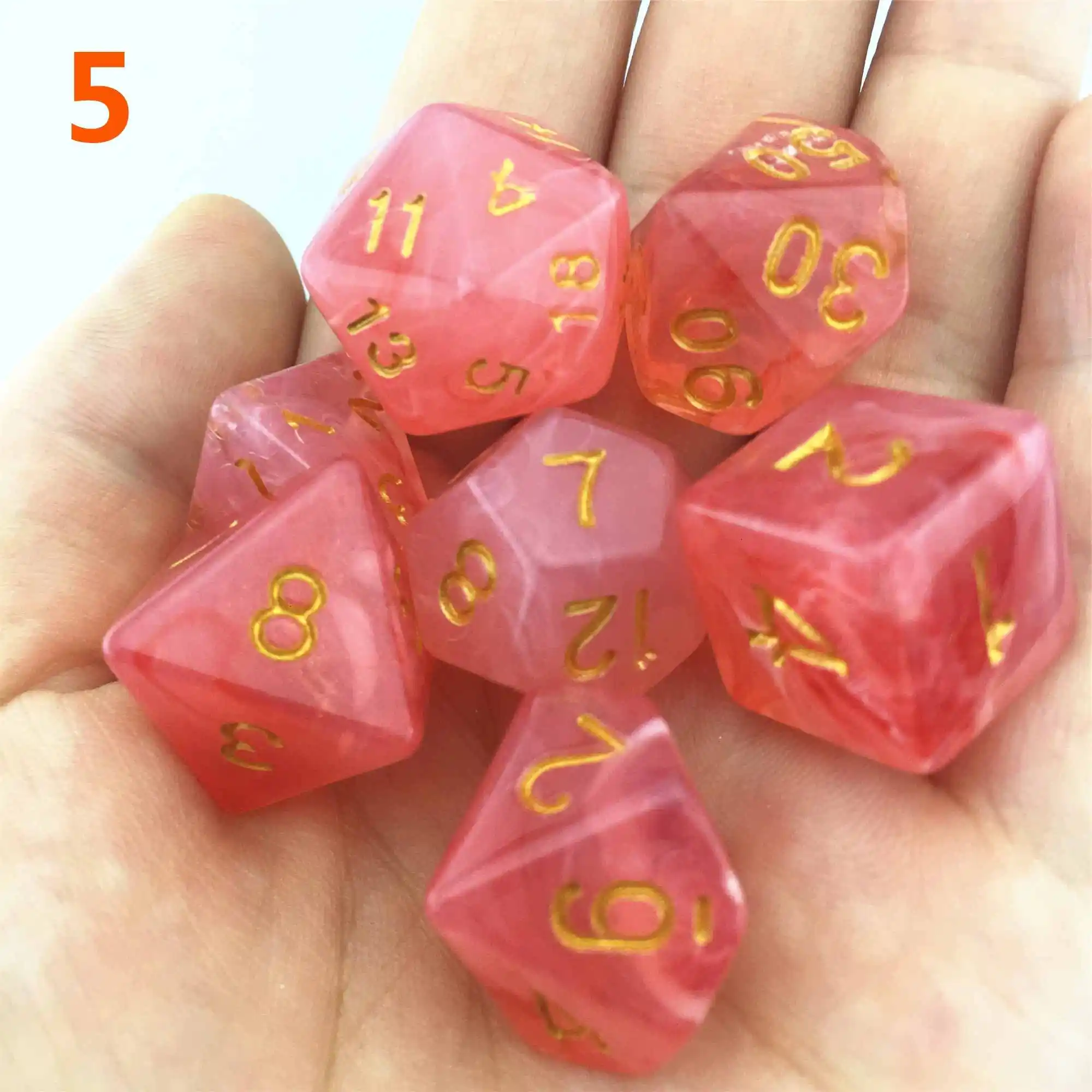 7 шт./лот, Набор кубиков D4, D6, D8, D10, D10%, D12, D20, разноцветные многогранные кубики для настольной игры, Набор кубиков TRPG - Цвет: 5