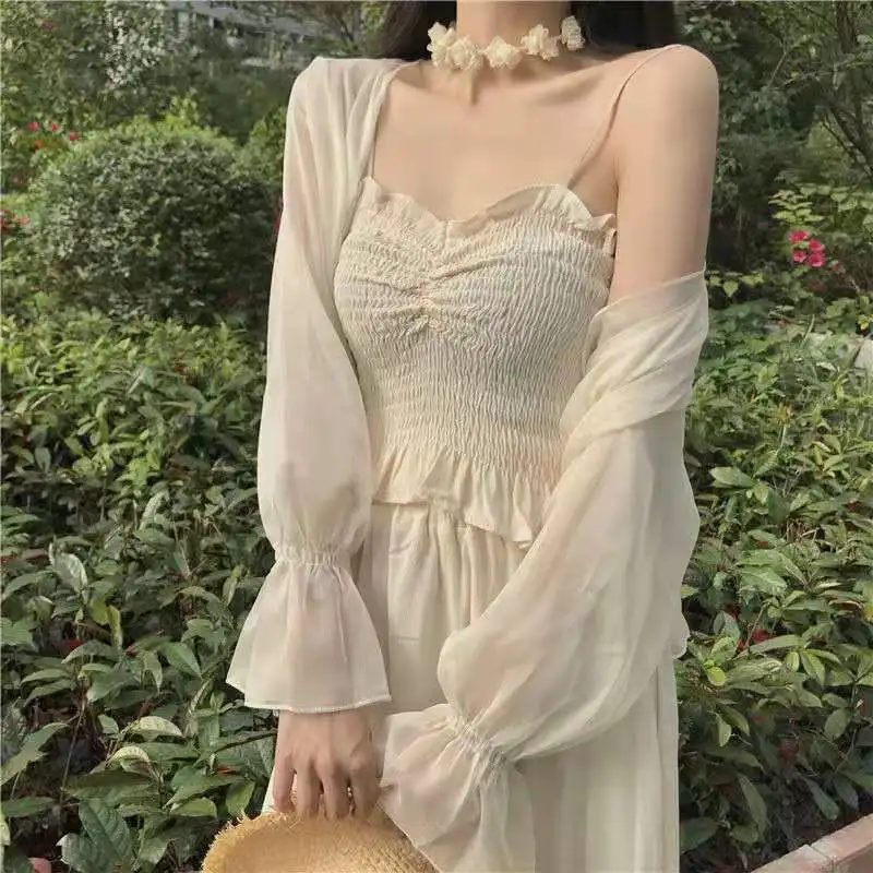 

2021 Summer New Sunscreen Clothes Female Student Chiffon Shirt Fairy Cardigan Long Sleeve Shawl Thin Coat Air Conditioning Shirt
