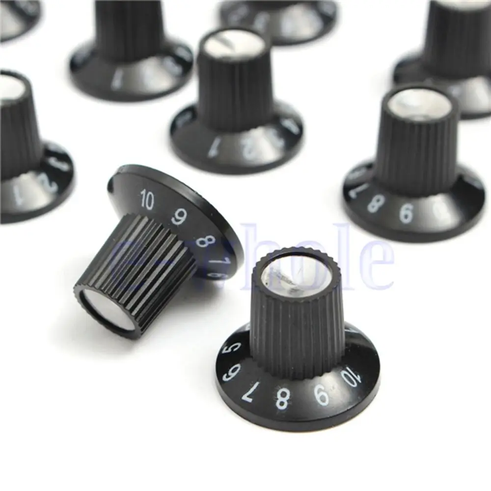 ghh 6 pcs schwarz kunststoff hut umsäumte stil amp control knob für fender 6mm gitarre elektrische schwarz einfach zu installieren mi0322x6