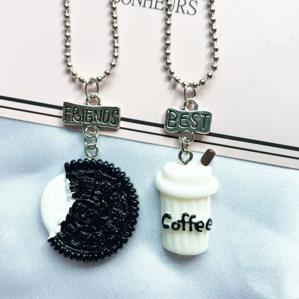 2 шт./компл. BFF смолы Oreo бисквиты и кофейная чашка кулон ожерелье для лучших друзей детский подарок Дружба Ювелирные изделия