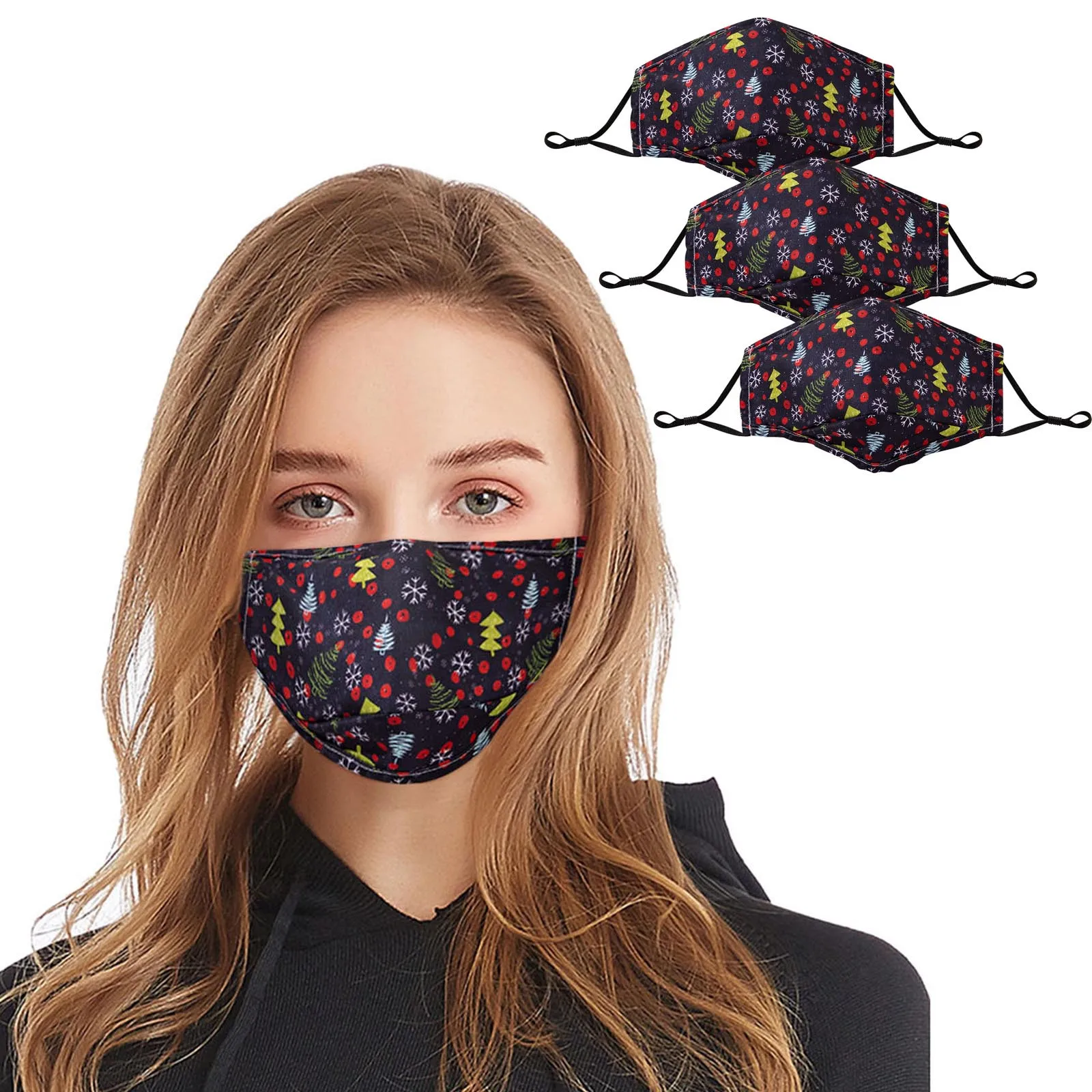 Комплект из 3 предметов для взрослых маски лица с рождественским принтом