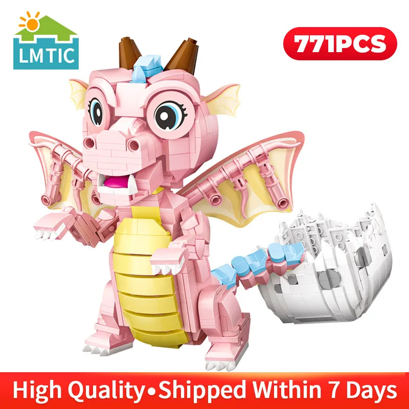 

Kawaii Action Cartoon Animal Figure Model Mini Dragon Building Blocks Anime Figures Bricks DIY Toys for Children Birthday Gifts