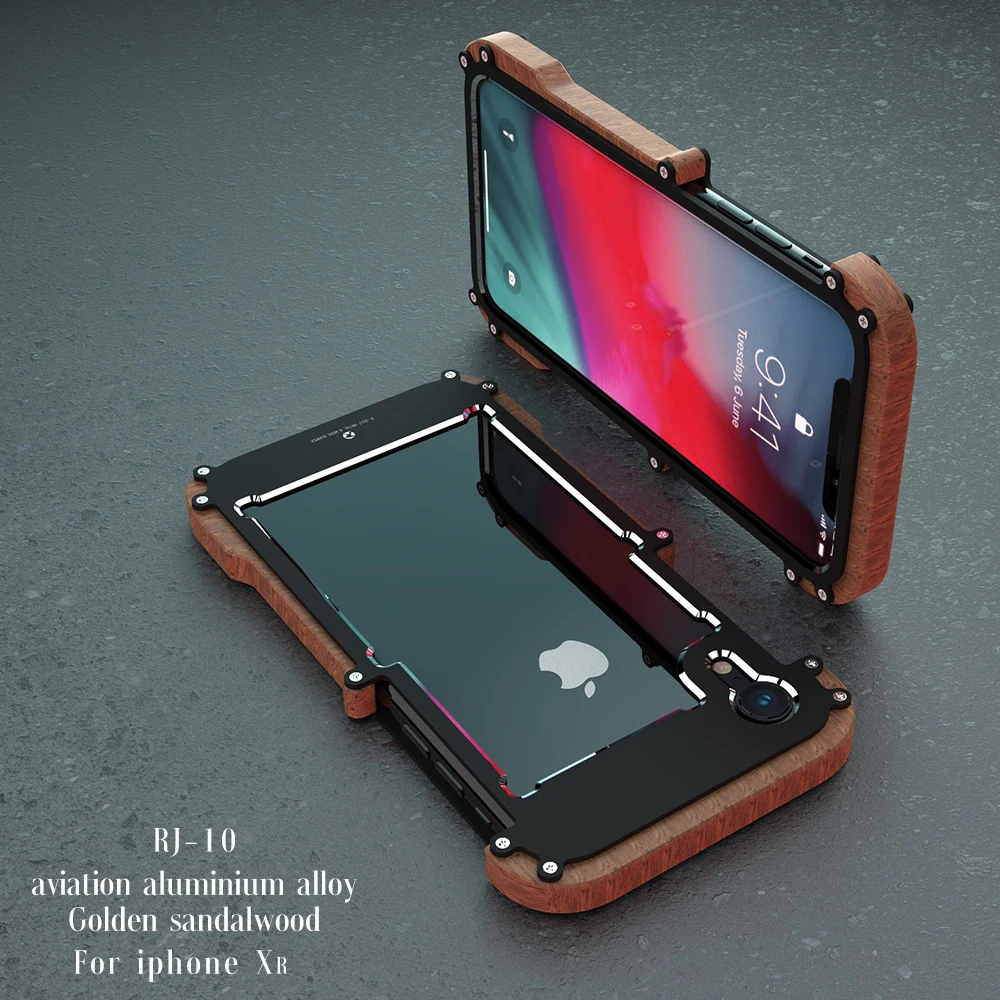 Алюминиевый металлический бампер для iPhone 11 11pro max деревянная рамка ретро пара чехол для телефона для iPhone X XS XR max рамка чехол bmper - Color: iPhone XR