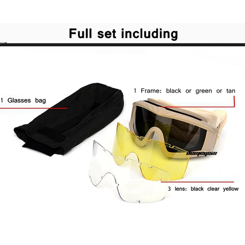 Ветрозащитные походные очки военные тактические армейские страйкбольные