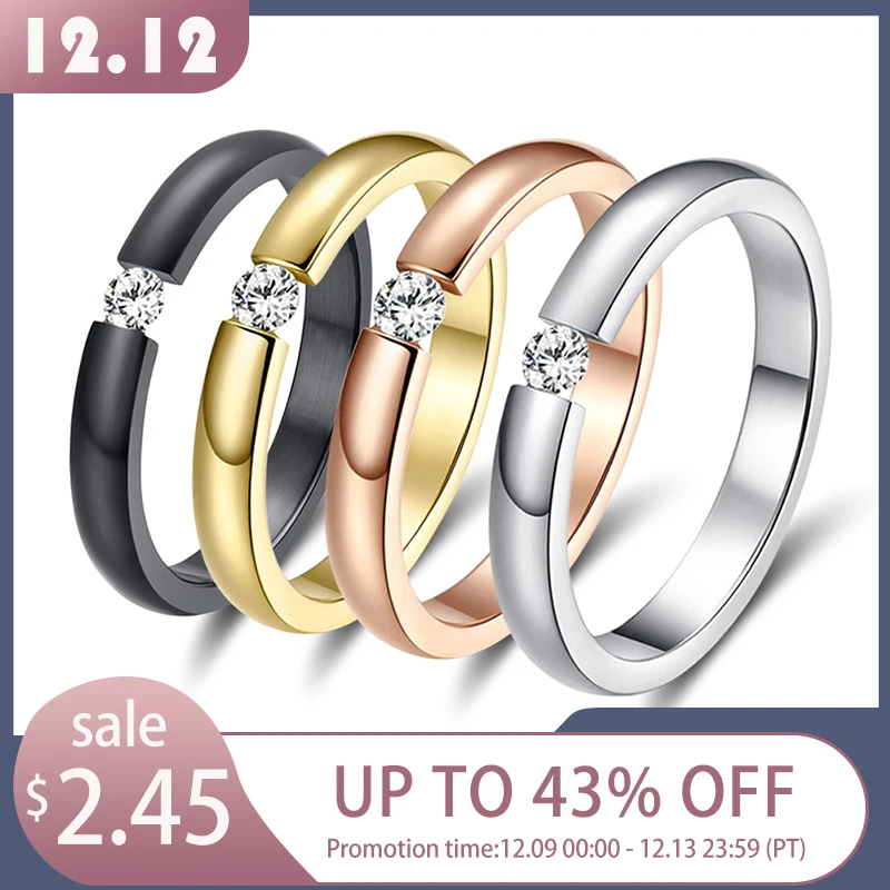 ORSA JEWELS новые модные кольца из нержавеющей стали 316L блестящие кольца с кристаллами для мужчин и женщин Свадебные обручальные кольца 4 цвета OTR48