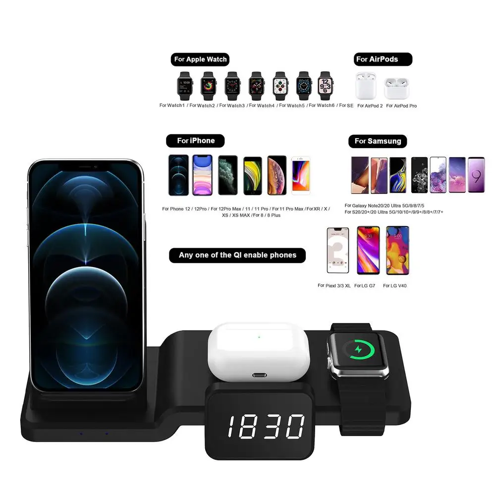 Rondaful 4 в 1 Qi Беспроводное зарядное устройство для Apple Watch 6 5 3 2 док-станция быстрой