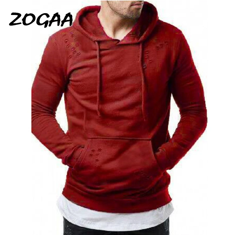 

ZOGAA Hoodies Men Hot Sale Solid Casual Hole Men's Sweater Lounge Wear Sweatshirt Oversized All-match Youth Fashion Chic New Boy