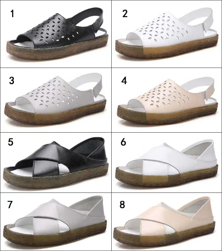 Сандалии женские на плоской подошве босоножки из коровьей спилковой кожи