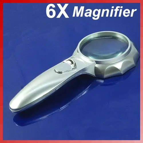 

Portable Handheld 6 LED Light 6X 65MM Magnifying Glass Reading Map Magnifier