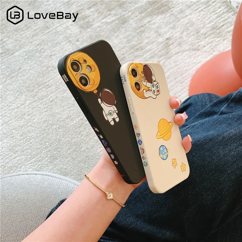 

Cute Cartoon Astronaut Planet Star Phone Case For iPhone 11 12 Pro MAX X XS XR Mini 7 8 Plus SE2020 Soft TPU Shockproof Back