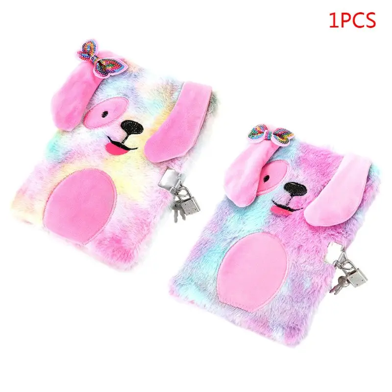 

Милый плюшевый блокнот с изображением собаки A5, замок для дневника, блокнот-органайзер, канцелярские принадлежности