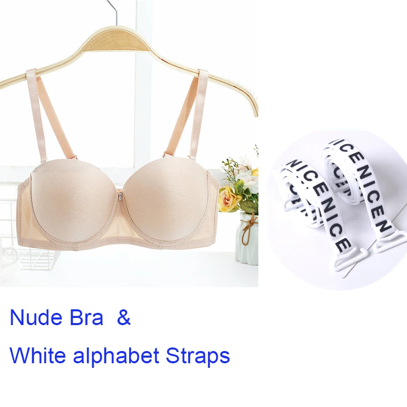 Nude bra N Straps Бюстгальтеры, сексуальное нижнее белье, женское нижнее белье, Одноцветный бесшовный бюстгальтер с чашечками 1/2, бюстгальтер пуш-ап с подкладкой, бюстгальтер на косточках, однотонный цвет, OEM дизайн - Цвет: Nude bra N Straps