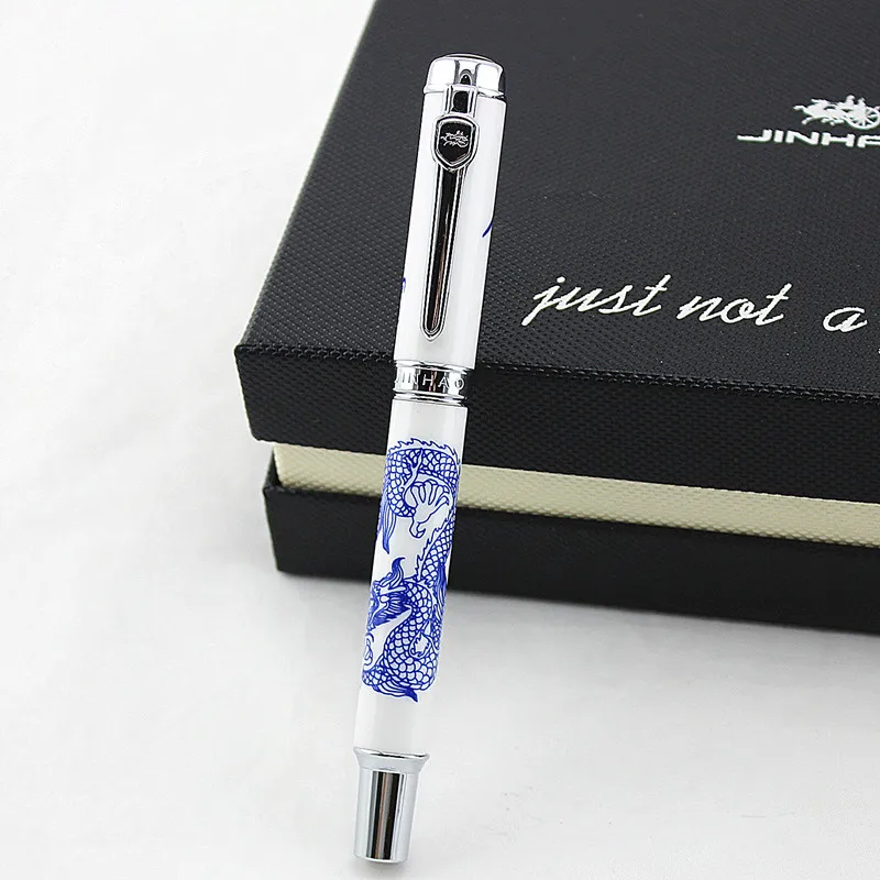 Изысканный Синий мужской ремень с бляшкой драконом керамики Jinhao 950 авторучка 0,5 мм перо подписания ручек молочного цвета канцелярские принадлежности - Цвет: W