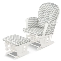 Costway Glider and Ottoman Cushion Set Wood Baby Nursery Rocking Chair HW67557GW