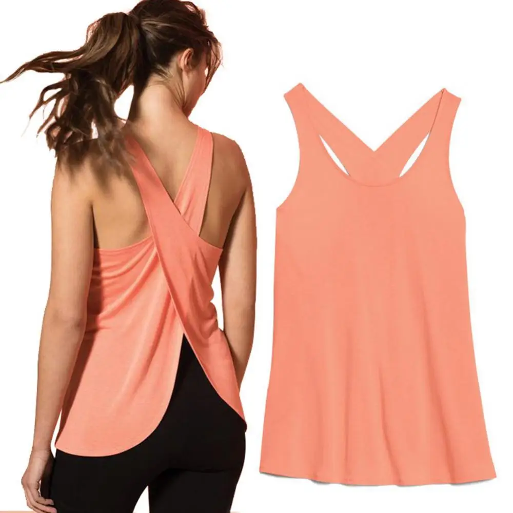 

50%HOTWomen Criss Cross Back Sleeveless Workout Sports Yoga Vest TankS1 Top Activewear