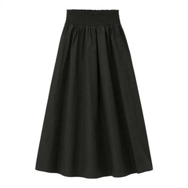 Черный New Spring Autunm Elegant maxi long Skirts Womens Office Skirt Cotton linen plus size 5XL 6XL 7XL elegant skirts - Цвет: Черный