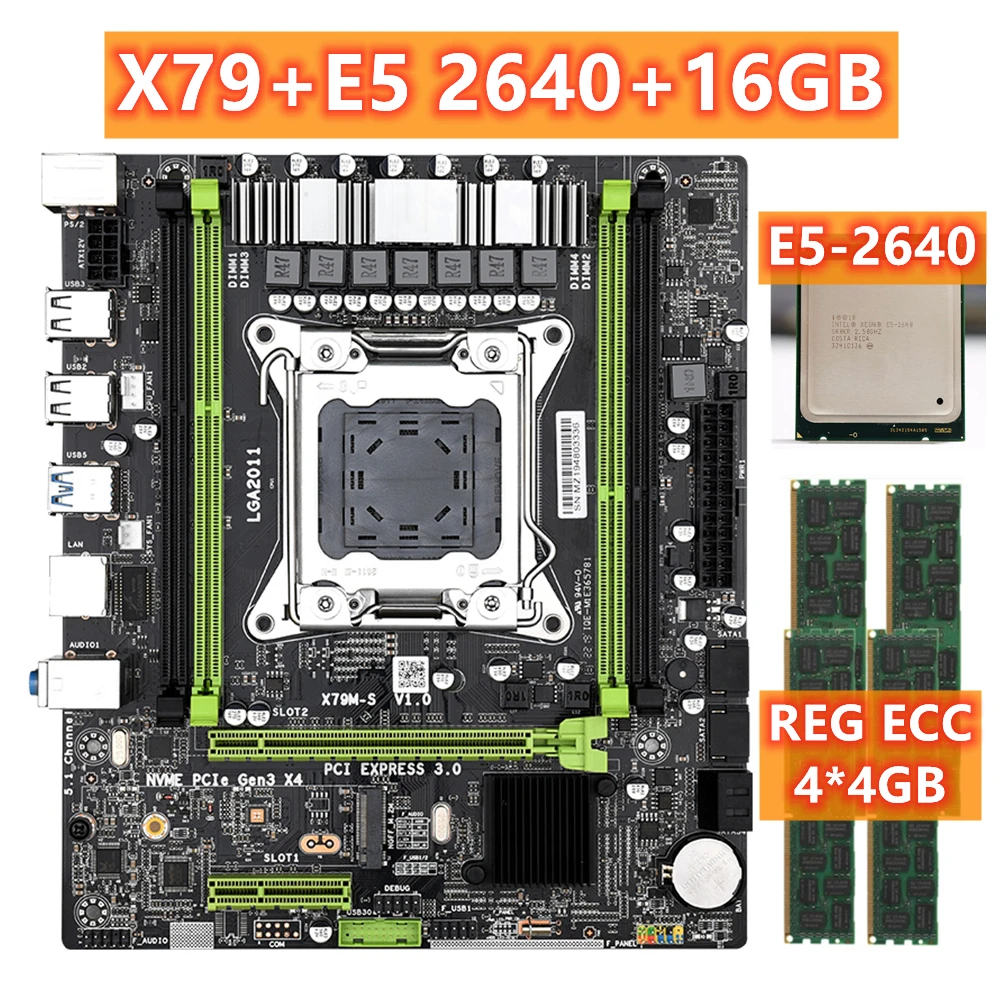 

Комплект материнской платы X79 Lga 2011, процессор Xeon E5 2640, процессор DDR3 16 ГБ, Sever память, ECC REG комплект, материнская плата LGA2011, комбинированная мат...