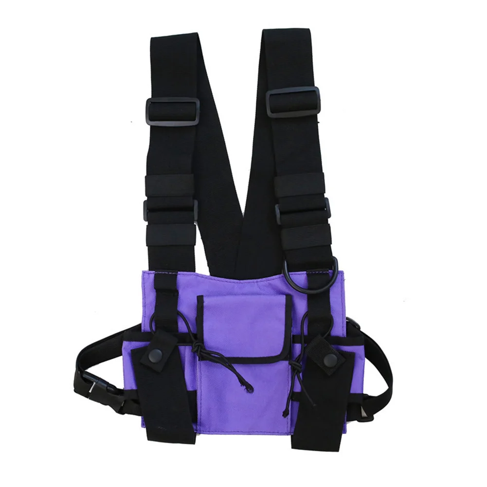 

Men Women Adjustable Strap Hiking Travel Portable Oxford Cloth Chest Rig Bag Water Resistant Vest Type Outdoor Sports Front Wear