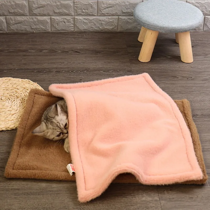 

New Dog Cashmere Bed Mats Pet Soft Double-sided Warm Blanket Sleeping Beds Cover Mat For Small Medium Dogs Cats Solid Color