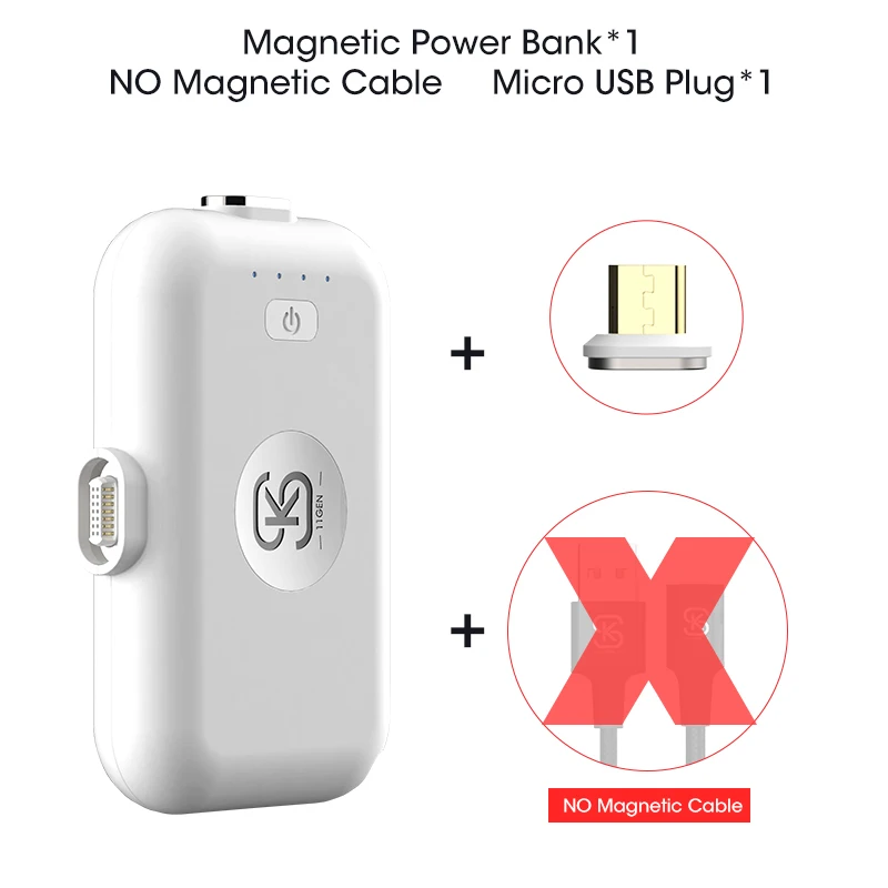 for micro plug SIKAI 11 Gen Супер Мини Магнитный аварийный внешний аккумулятор для iphone X Xs XR портативный милый источник питания для huawei mate 20 P30 - Тип штекера: for micro plug