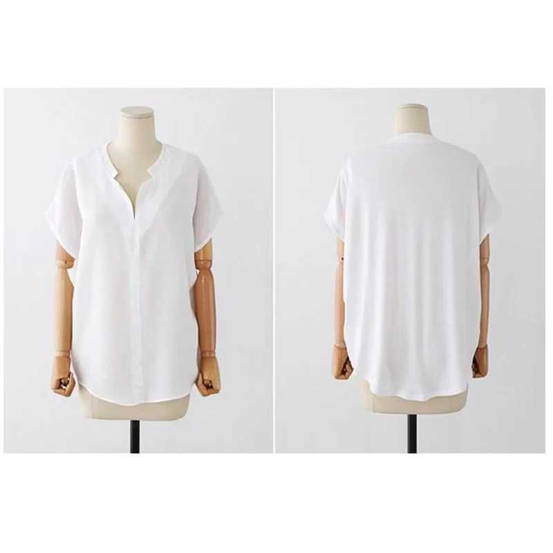 Женские топы макси блузки 2019 элегантные шифоновые с длинным рукавом и v образным